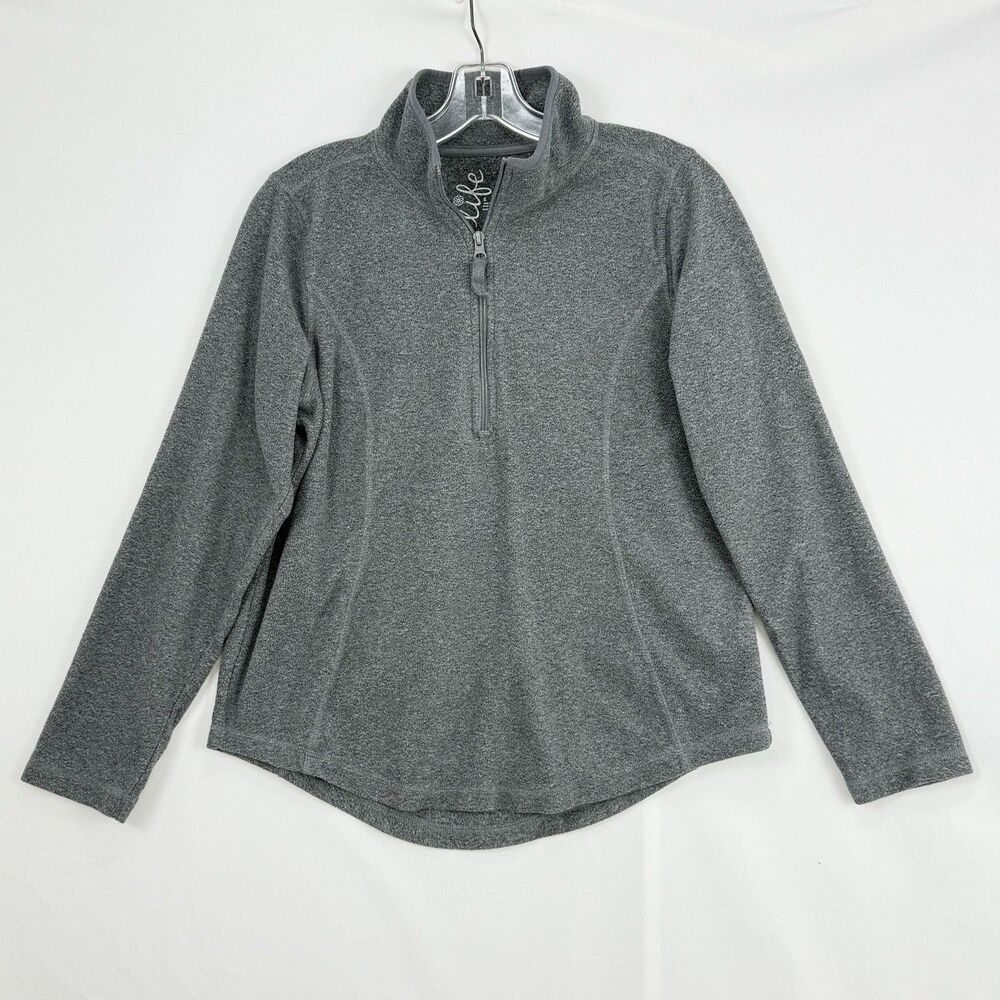 Made For Life Womens Small Athleisure Jacket Full Zip Gray Polyester